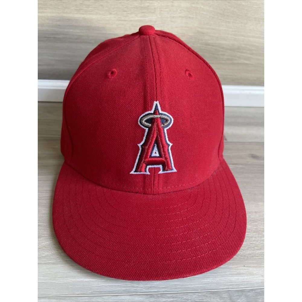 New Era LA Angels On Field MLB Baseball Cap 59Fifty Red Hat Size 6 3/4 MINT COND